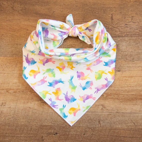 Watercolor Bunnies Bandana, Easter, Tie On Dog Bandana