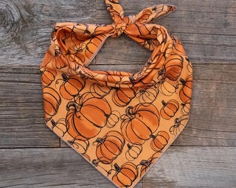 Fall Pumpkins Tie On Dog Bandana