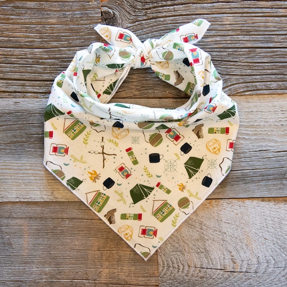 Camping Dog Bandana, Love You S'More on Cream Bandana, Tie On Dog Bandana