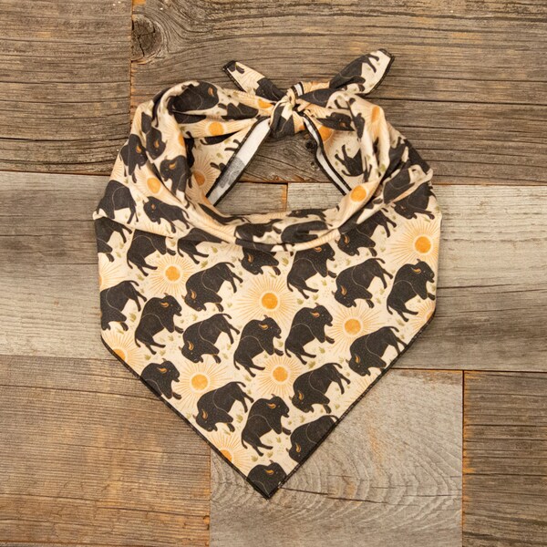 Hand Printed Bison Bandana
