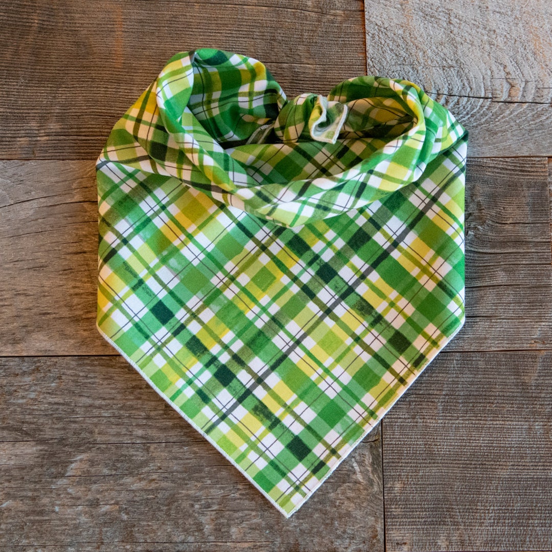 St. Patrick's Plaid Bandana Green Plaid Dog Bandana St. Etsy
