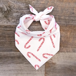 Candy Cane Dog Bandana, Christmas Tie On Dog Bandana