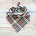 Gray Plaid Flannel Dog Bandana, Tie On Dog Bandana 