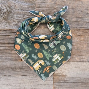 Cedar Green Camping Dog Bandana, Tie On Dog Bandana