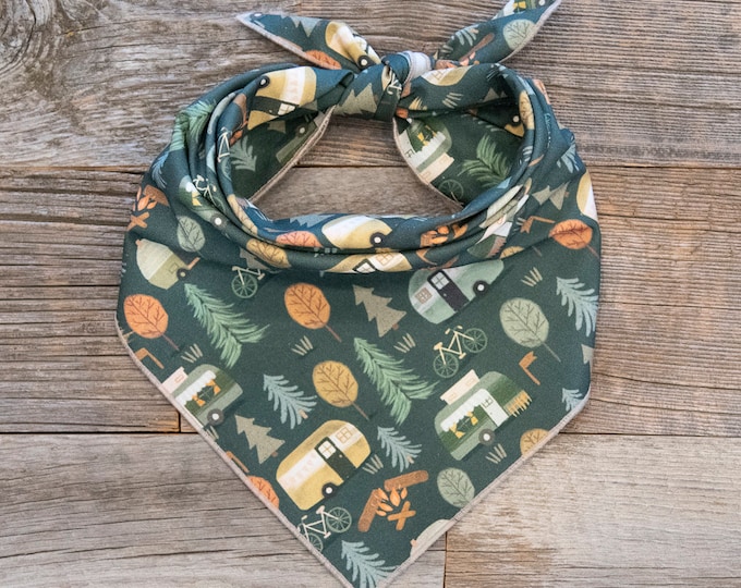 Cedar Green Camping Tie On Dog Bandana