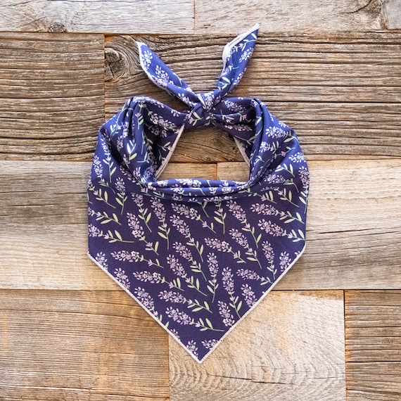 Purple Lilac Sprig Dog Bandana, Tie On Dog Bandana