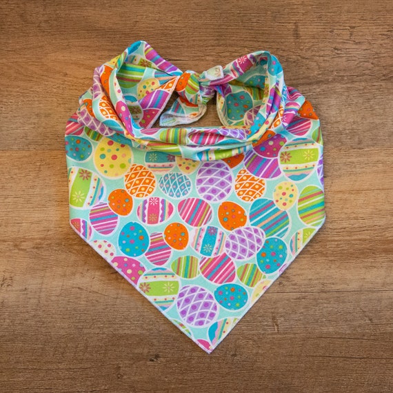 Bright Packed Eggs Dog Bandana, Easter, Tie On Dog Bandana