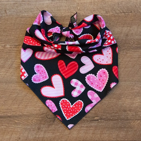 Pattern Hearts Dog Bandana, Valentine's Day, Hearts, Tie On Dog Bandana