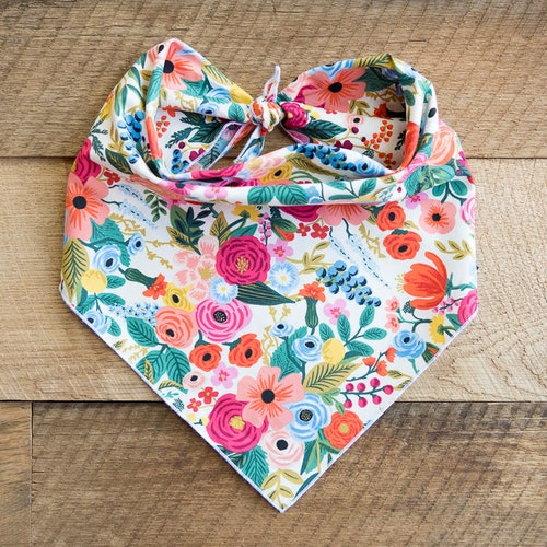 Wildwood on Cream Dog Bandana Flowers Wildflowers Tie on Etsy