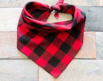 Red Lumberjack Dog Bandana