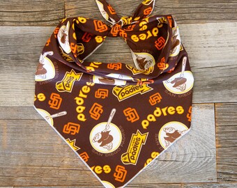 San Diego Padres Dog Bandana, Baseball Bandana, Tie On Dog Bandana