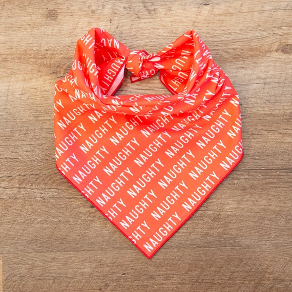 Naughty Dog Bandana, Christmas Bandana, Tie On Dog Bandana