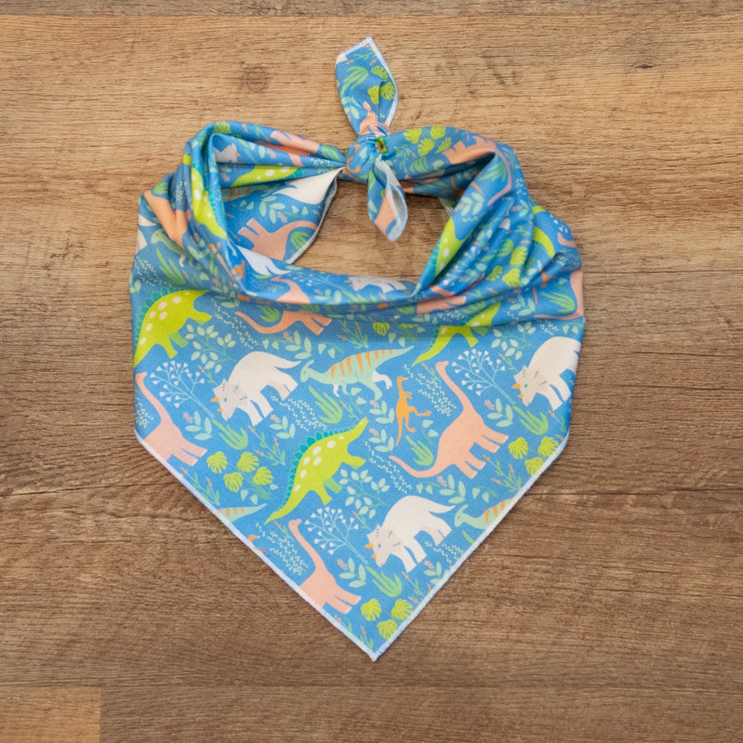 Blue Dinosaurs Dog Bandana, Tie on Dog Bandana Etsy