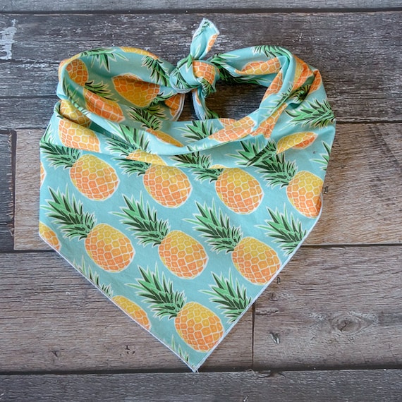 Blue Pineapple Dog Bandana, Tie On Dog Bandana