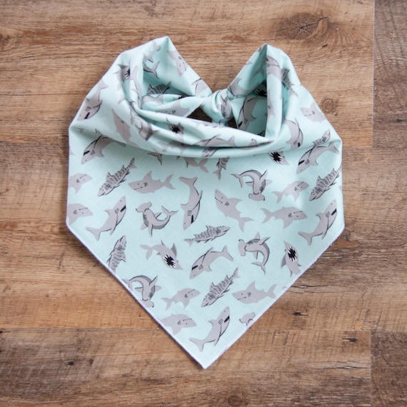 Sharks on Blue Dog Bandana, Tie On Dog Bandana