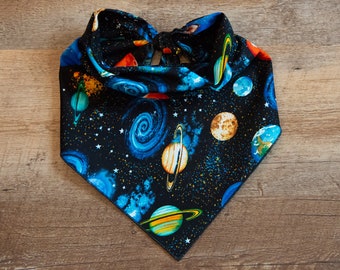 Planets Dog Bandana, Outer Space, Tie On Dog Bandana