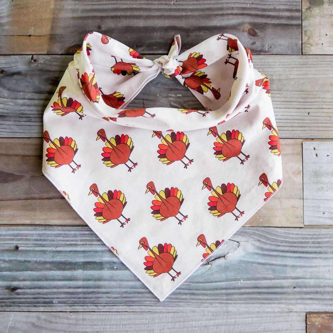 Turkey Dog Bandana, Thanksgiving, Tie on Dog Bandana Etsy