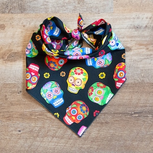 Skull Dog Bandana, Black Cantina Skulls, Black Skulls, Cantina Skulls, Tie On Dog Bandana