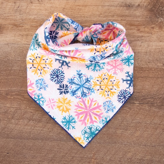 Pastel Snowflakes, Christmas Bandana, Tie On Dog Bandana