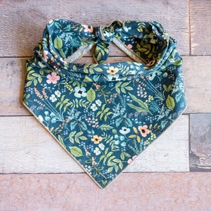 Amalfi Flower Dog Bandana, Blue Amalfi, Flowers, Tie On Dog Bandana