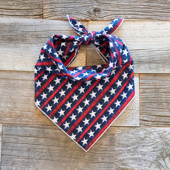 4th of July Stars & Stripes Dog Bandana, Tie On Dog Bandana