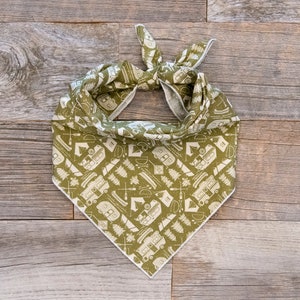 Green Camping Dog Bandana, Tie On Dog Bandana
