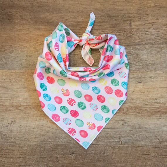 Easter Eggs On Pink Dog Bandana, Easter Tie On Dog Bandana