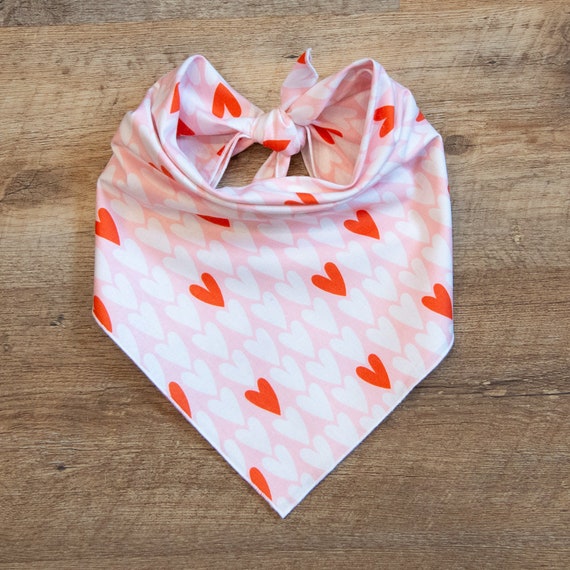 Hearts on Pink Dog Bandana, Valentine's Day, Tie On Dog Bandana