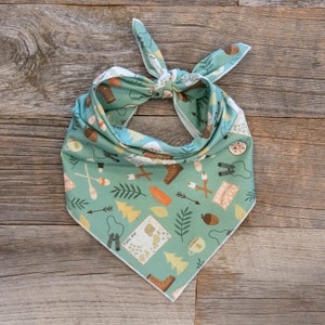 Forest Camping Gear Dog Bandana, Adventure Tie On Dog Bandana