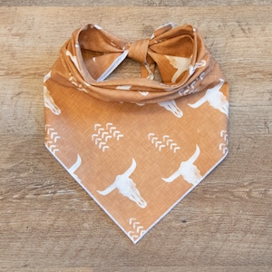 Longhorn Dog Bandana, Texas Longhorn,  Tie On Dog Bandana