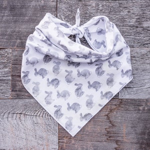 Easter Dog Bandana, Easter Bunny, Gray Rabbit, Tie On Dog Bandana