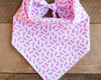 Breast Cancer Awareness Bandana, Tie On Dog Bandana