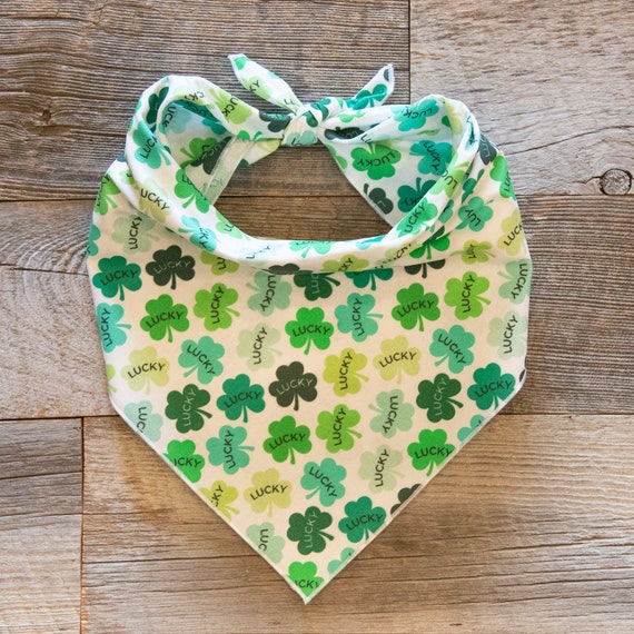 Lucky Shamrocks Dog Bandana, St. Patrick's Day Tie On Dog Bandana