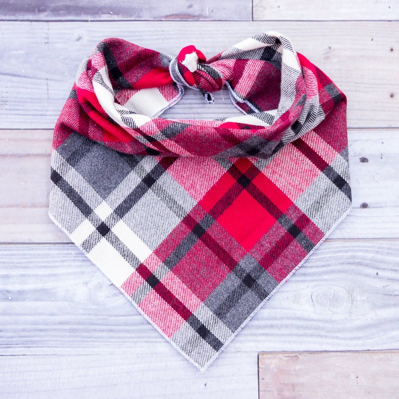 Red Black Plaid Dog Bandana #20, Red Plaid Dog Bandana, Red Plaid ...