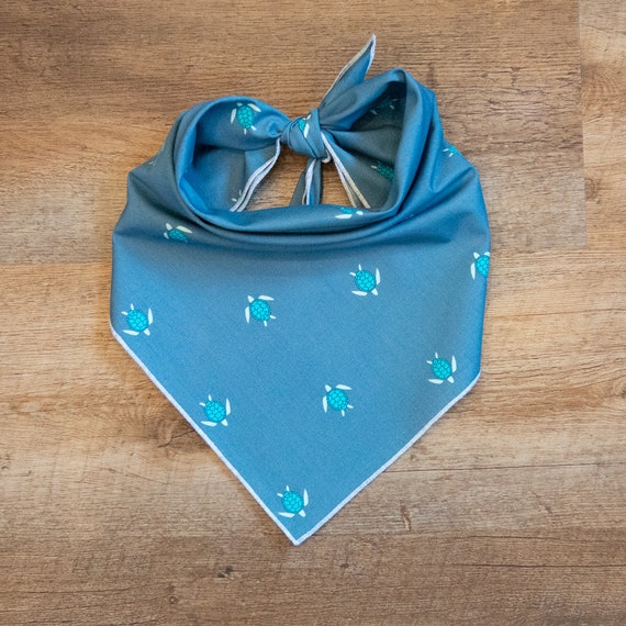 Blue Turtles Dog Bandana, Tie On Dog Bandana