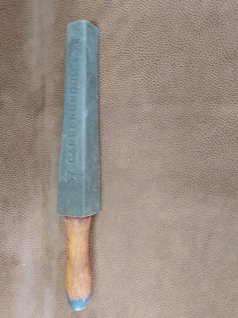 Sharpening stone 57 Carborundum brand Wooden handle Etsy
