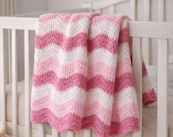 Couverture pour bébé au crochet rose ombré, couverture douce pour nouveau-né faite main, couverture pour bébé fille, couverture au crochet rose, cadeau de shower de bébé fille, couverture fille