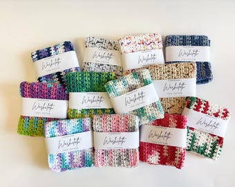 Crochet Dishcloth Set,  100% Cotton Washcloths, Reusable Kitchen Cloths, Crochet Washcloth Set, Crochet Wash Cloth,  Crochet Dish Cloth