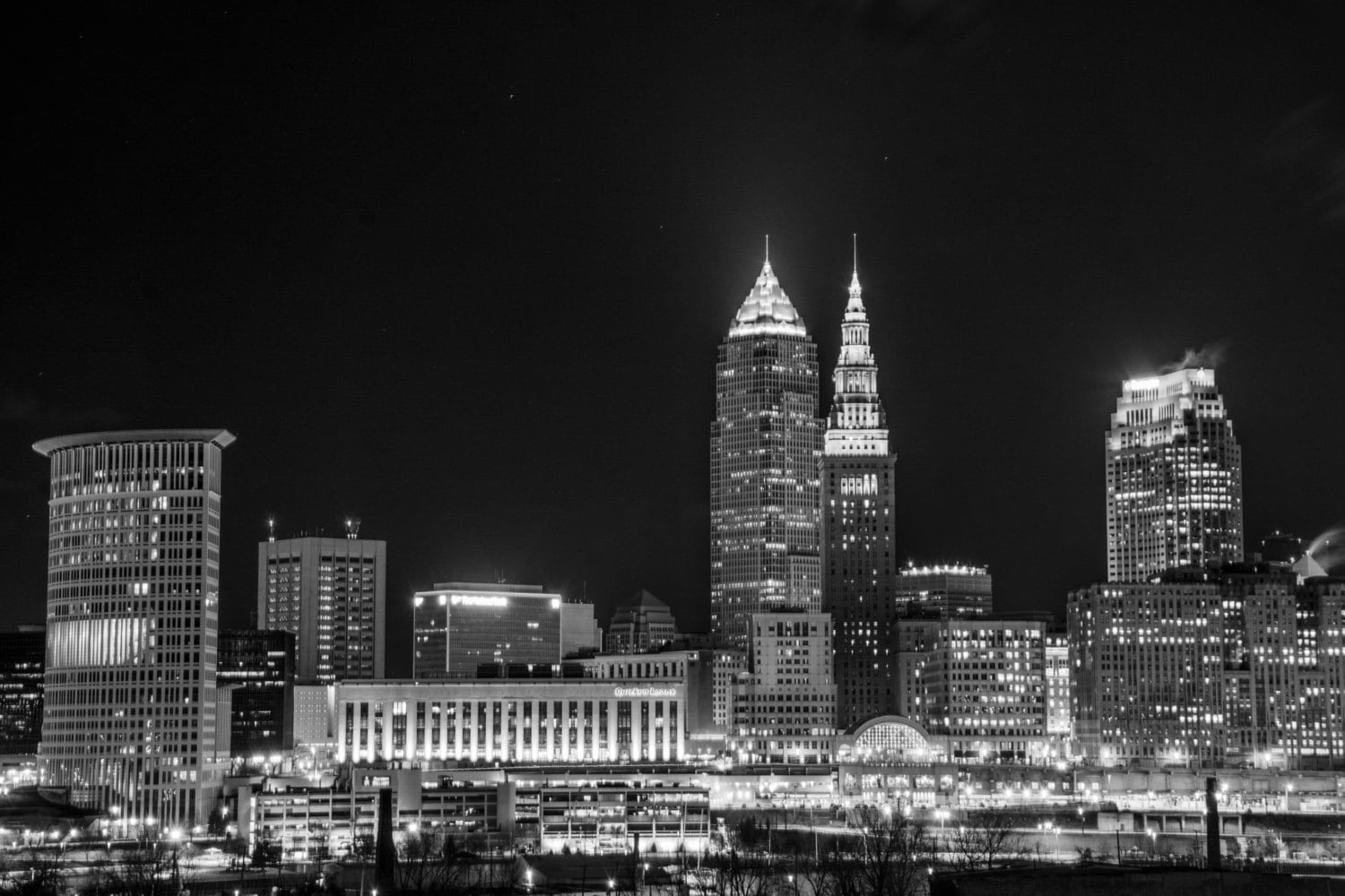 Cleveland Skyline in Black and White limited Quanity Etsy
