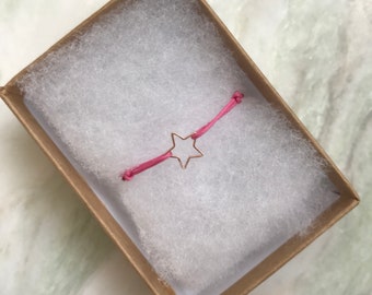 Delicate rose gold star stacking asjustsble cord bracelet