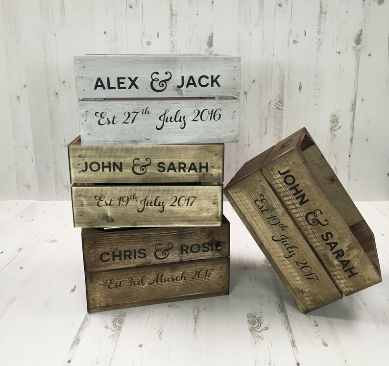 Personalised Wedding Half Crate Date Optional Optional Lid Etsy