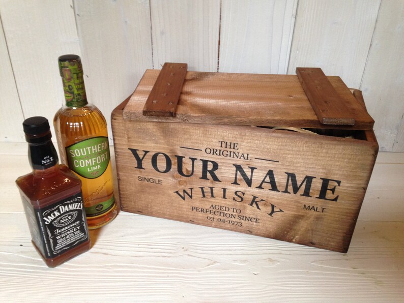 Personalised Whisky/Wine Wooden Crate Storage Box with Lid Etsy