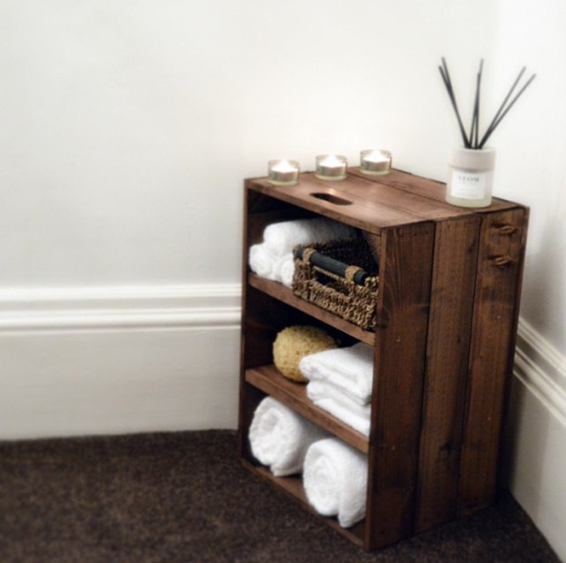 Rustic Wooden Bathroom / Bedroom Storage Cabinet - Etsy UK