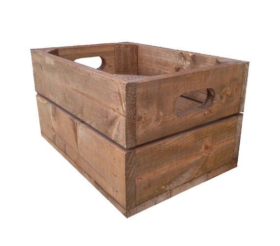 Personalised Rustic Wooden Shallow Apple Crate Box for Weddings 