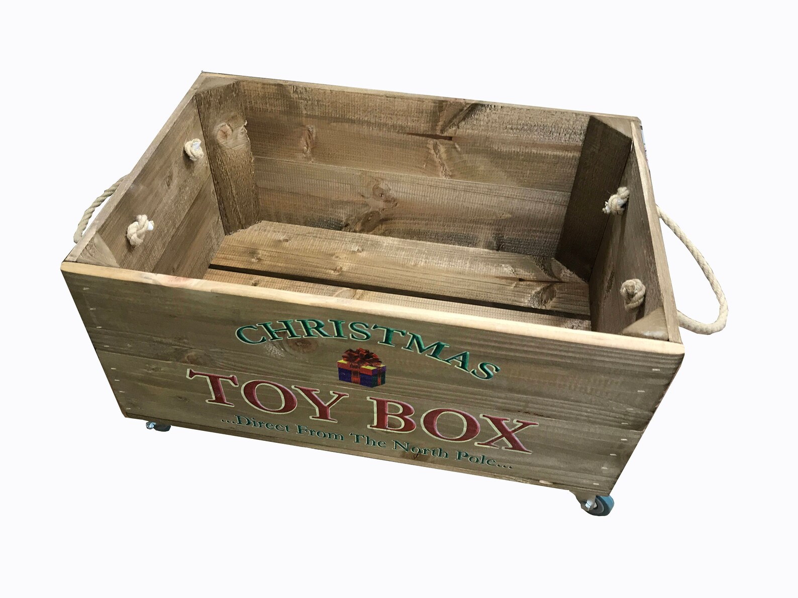 Wooden Christmas Toy Box with lid and castors Etsy