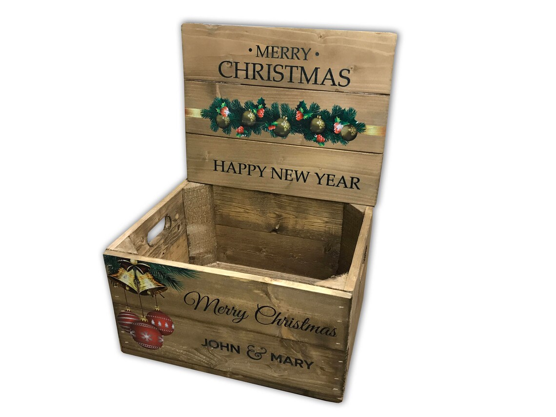 Christmas Box With Lid Personalised Classic Wooden Stain Etsy UK