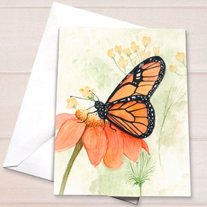 Monarch on Zinnia Notecard