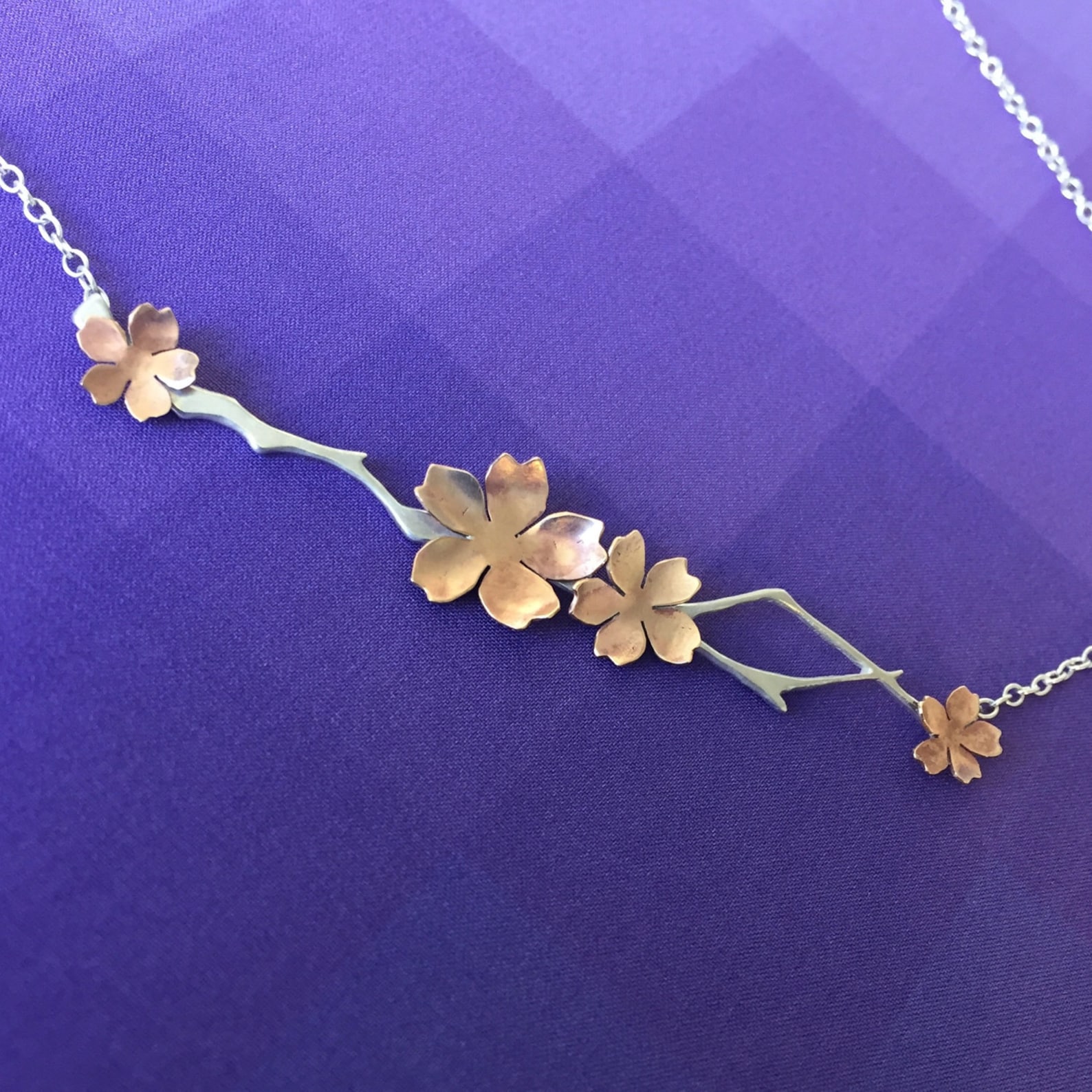 Japanese Cherry Blossom Necklace Sakura Necklace Etsy