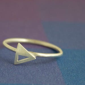 Small Silver Triangle Geometric Stacking Ring, Tiny Triangle Stacking Ring
