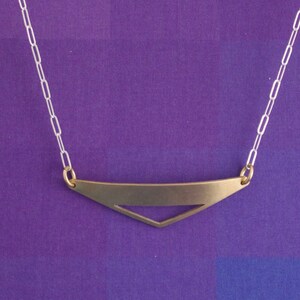 Brass Triangle Necklace, Brass Triangle Cut Out